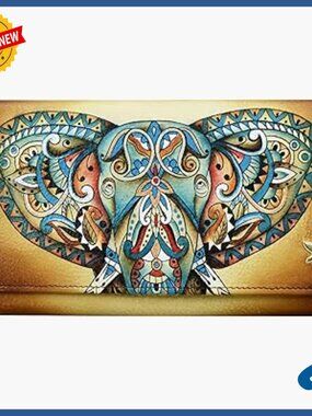 Hand-Painted Genuine Leather RFID Blocking Accordion Flap Wallet